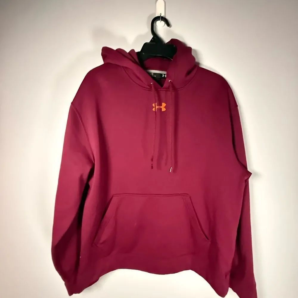 Under Armour Sweater Men Large Burgundy Red Pullover Hoodie Outdoor Casual Adult